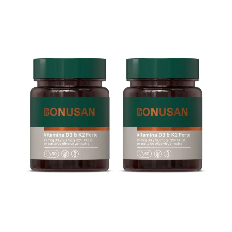 Bonusan Vitamina D3 & K2 Forte, 2X60 Perlas
