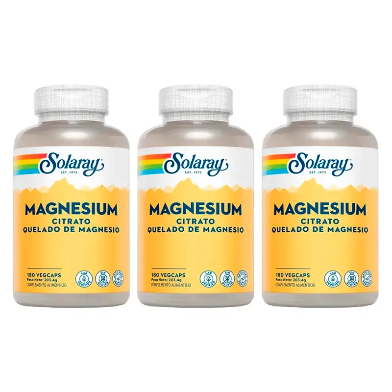 Solaray Magnesium Citrato Pack 3 x 180 Cápsulas