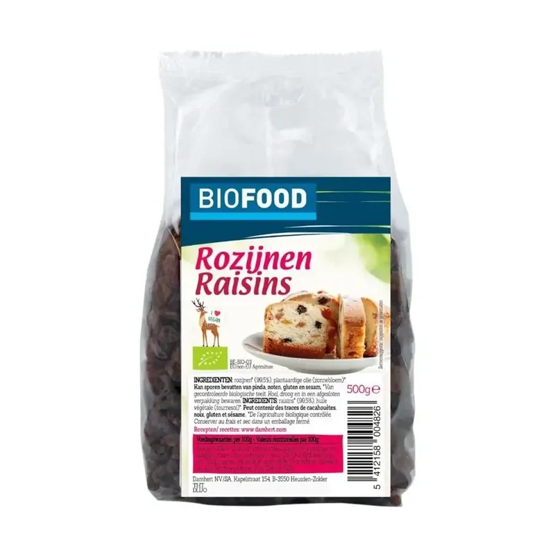 Damhert Rozijnen biologisch 500 gram