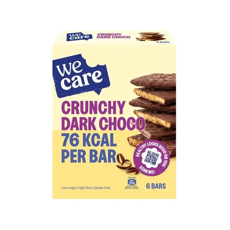 Wecare Bars crunchy dark choco 102 gram