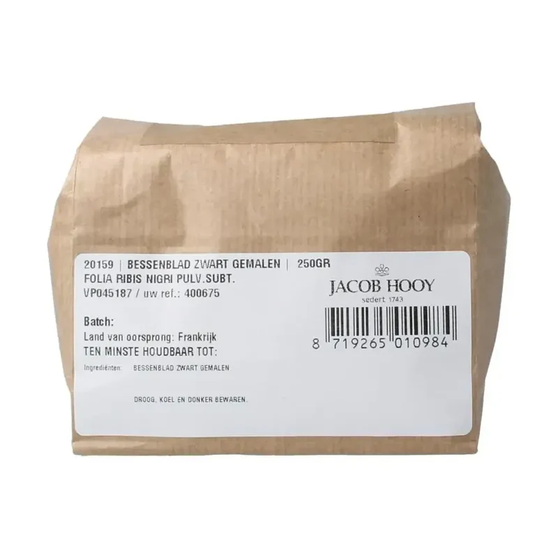 Jacob Hooy Bessenblad zwart gemalen 250 gram