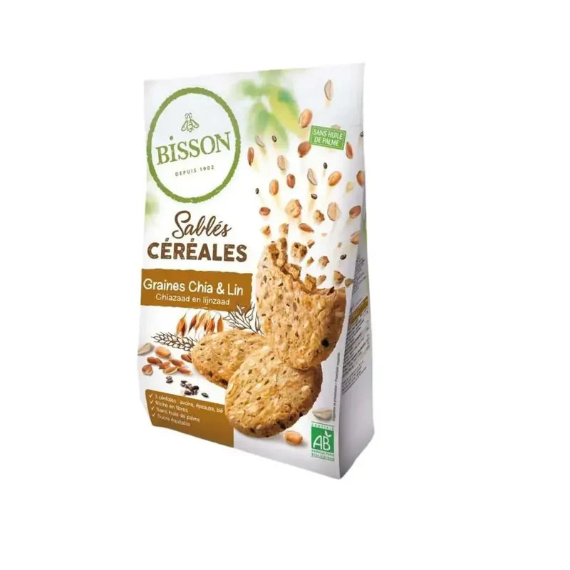 Bisson Zandkoekjes chia & lijzaad 200 gram