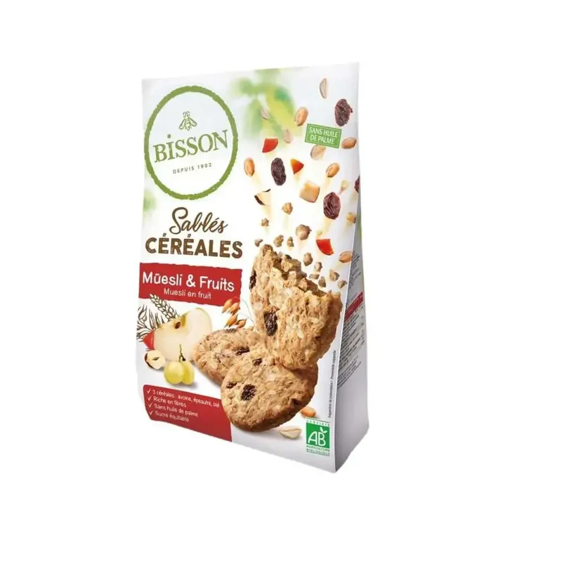 Bisson Zandkoekjes muesli & fruit 200 gram