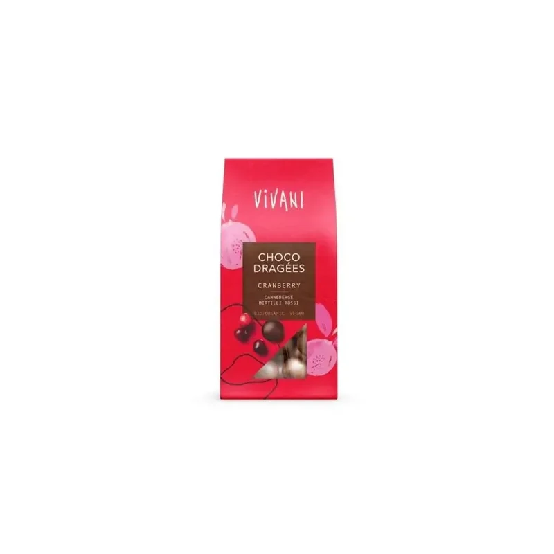 Vivani Choco dragees cranberry biologisch 75 gram