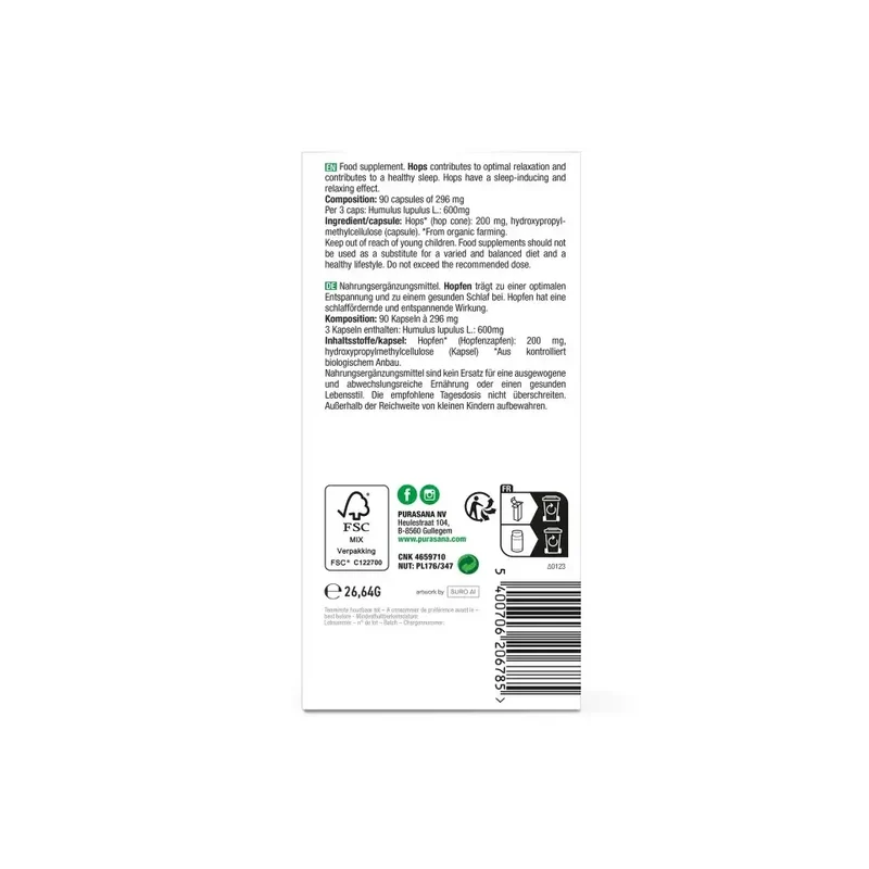 Purasana Hop bio 200 mg 90 vcaps