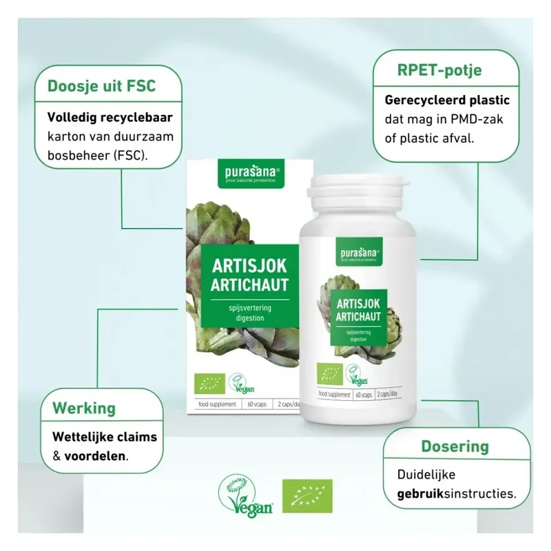 Purasana Artisjok extract bio 60 vcaps