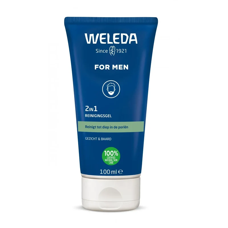 Weleda Men 2 in1 reinigingsgel gezicht en baard 100 ml