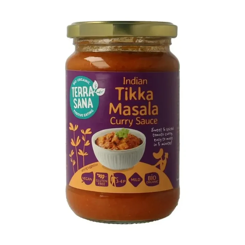 Terrasana Indiase tikka masala currysaus bio 350 gram
