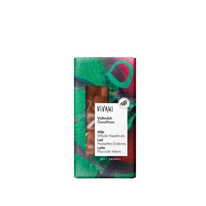 Vivani Chocolade melk met hele hazelnoten 100 gram