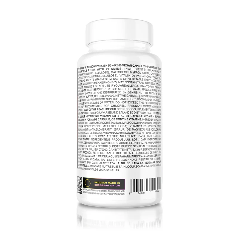 VITAMIN D3+K2 60caps/60serv