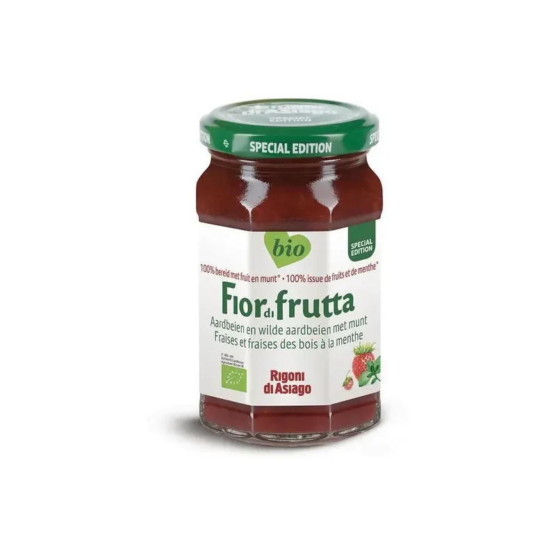 Fiordifrutta Aardbeien en wilde aardbeien met munt jam 250 gram