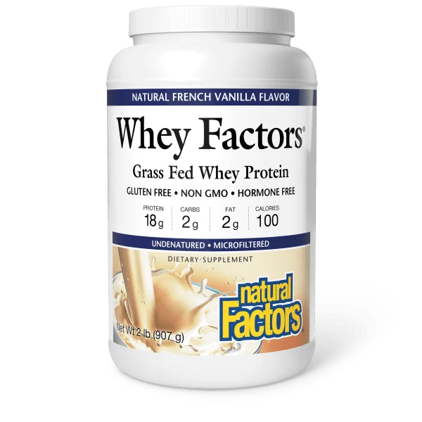 Natural Factors Whey Factors Grass Fed Whey Protein Powder French Vanilla