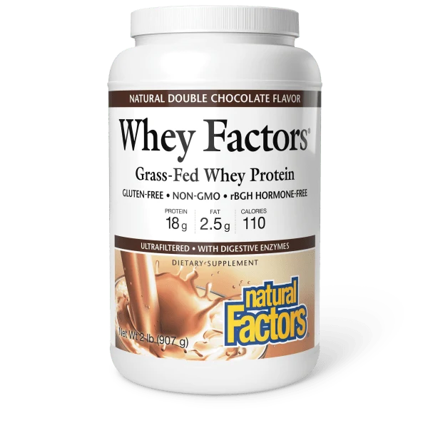 Natural Factors Whey Factors Grass Fed Whey Protein Powder Double Chocolate
