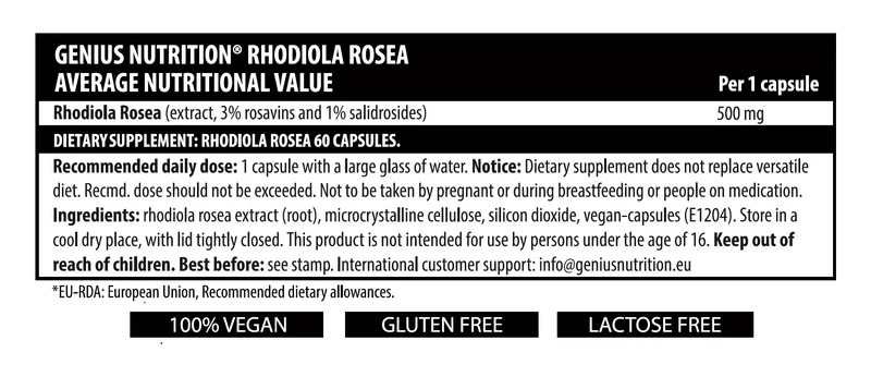 RHODIOLA ROSEA 60caps/60serv