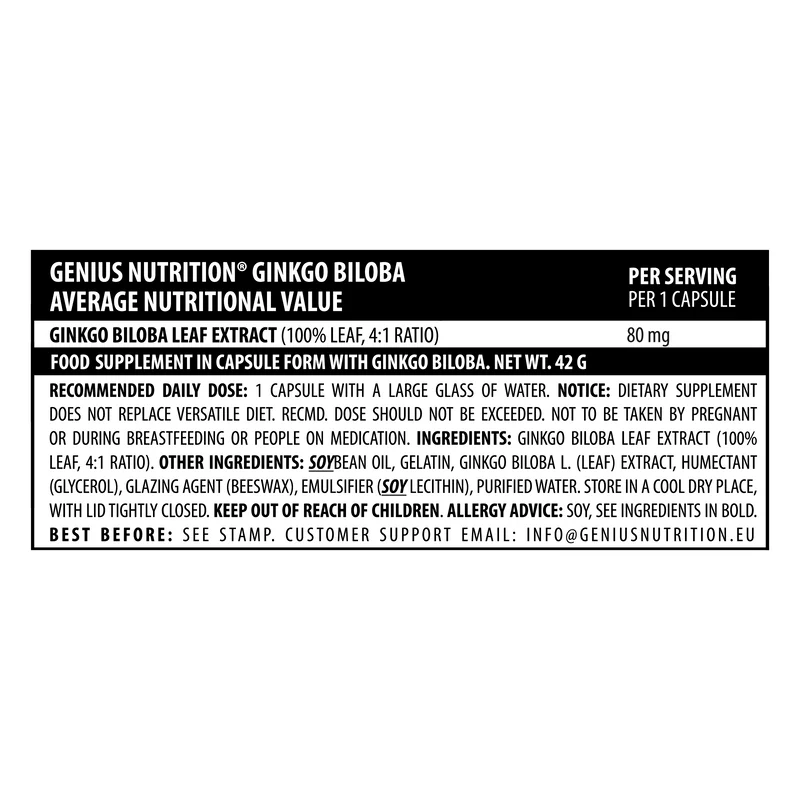 GINKGO BILOBA 60 liquid caps/60serv