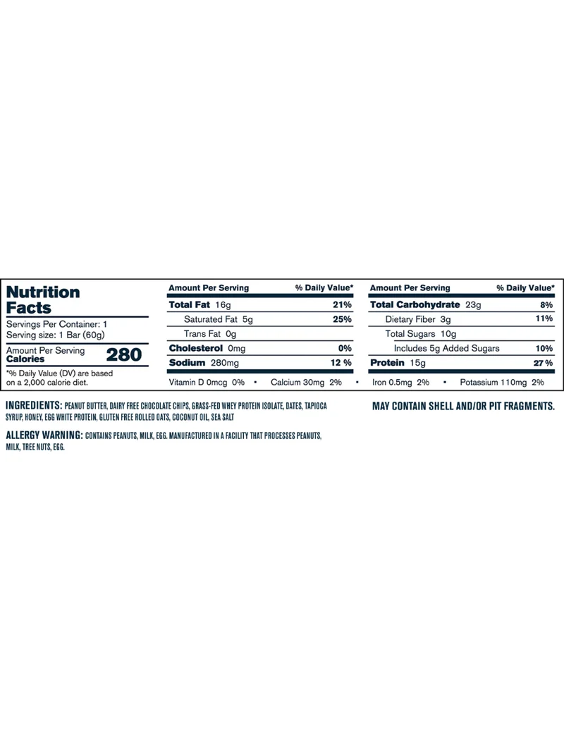 Transparent Labs Grass - Fed Protein Bars - Peanut Butter Chocolate Chip