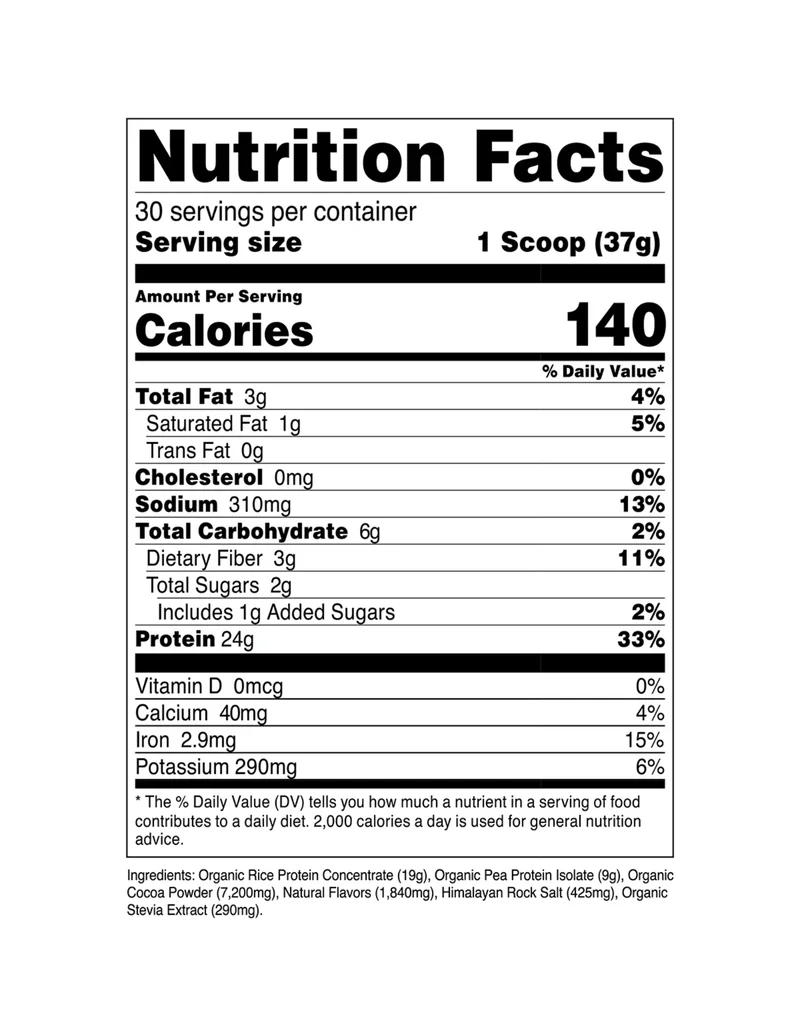 Transparent Labs Organic Vegan Plant - Based Protein - Chocolate