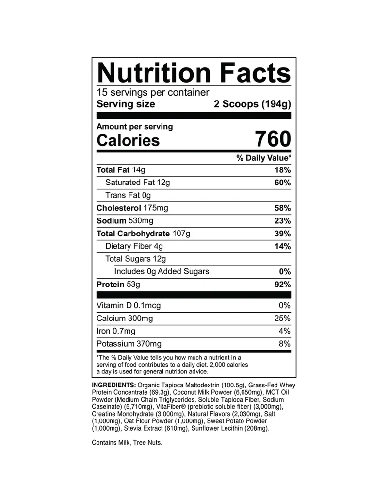 Transparent Labs Mass Gainer - Sweet Vanilla