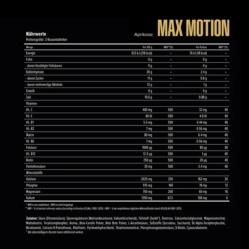 Max Motion effervescent tablets