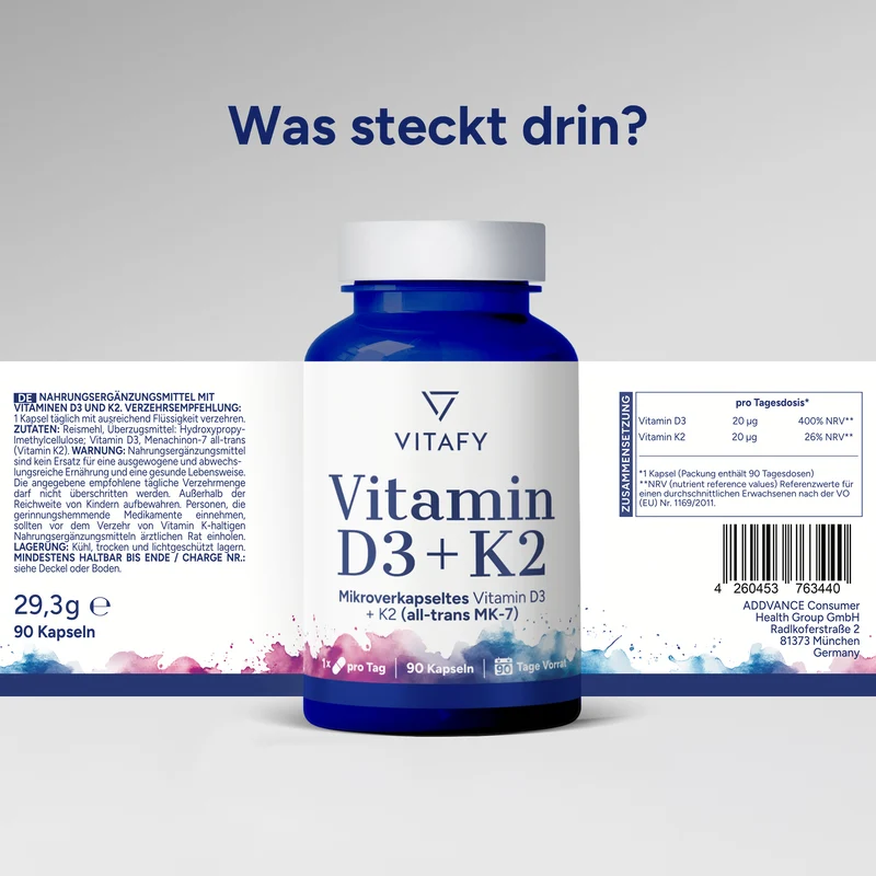 Vitamine D3+K2 (90 capsules)