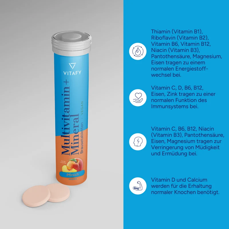 Multivitamine + Mineraal - Peach (20 bruistabletten)