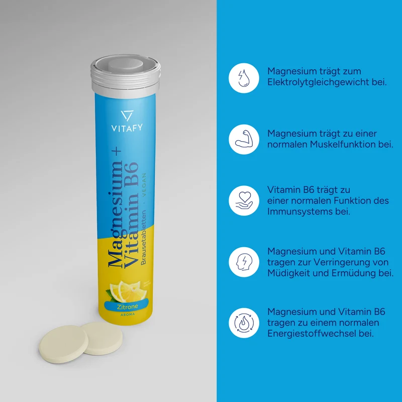 Magnesium + Vitamine B6 - Lemon (20 bruistabletten) - 6 Pack