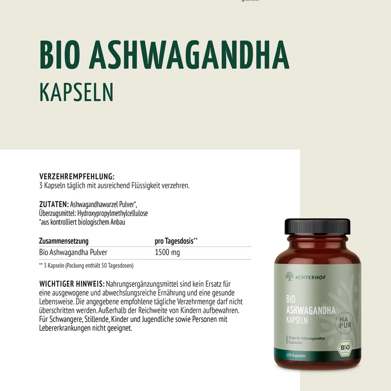 Bio Ashwagandha Kapseln (150 Kapseln)