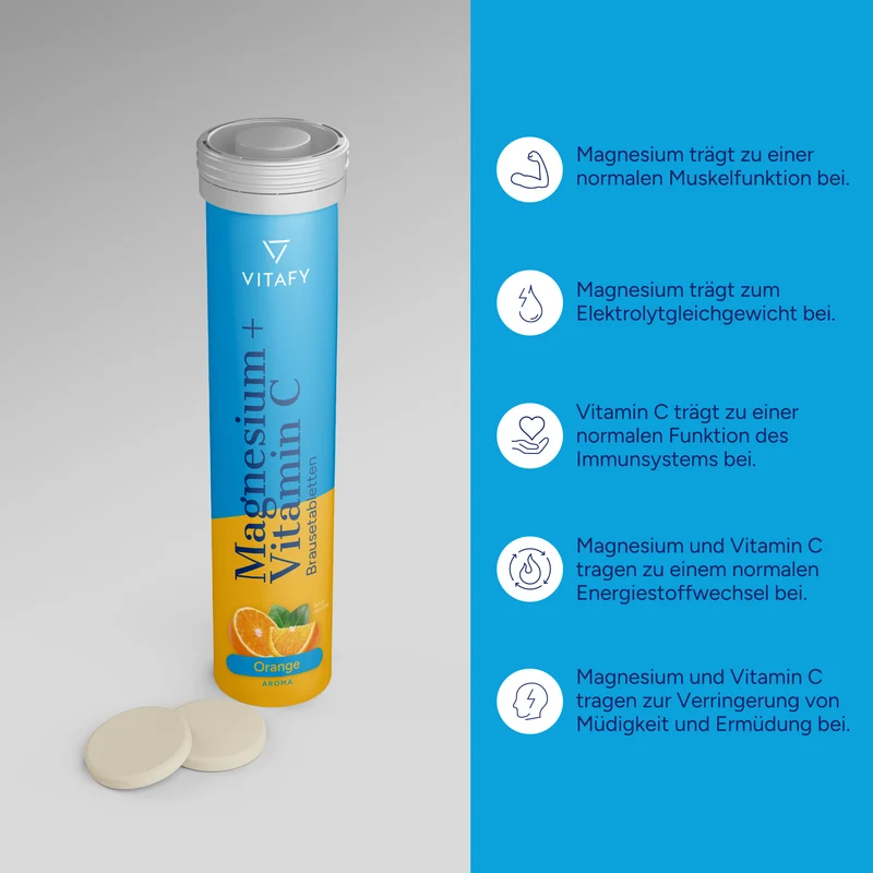 Magnesium + Vitamine C - Orange (20 bruistabletten) - 6 Pack