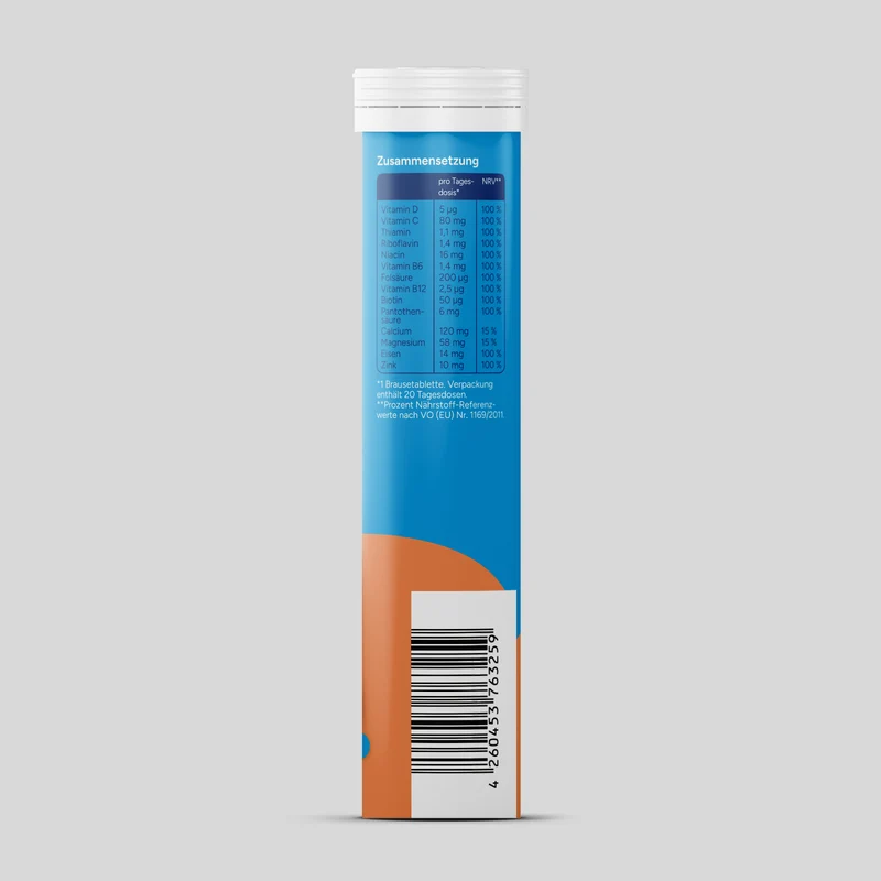 Multivitamine + Mineraal - Peach (20 bruistabletten) - 6 Pack