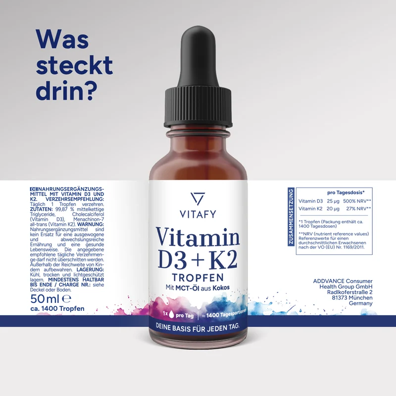 Vitamin D3 + K2 Öl Tropfen (50ml)