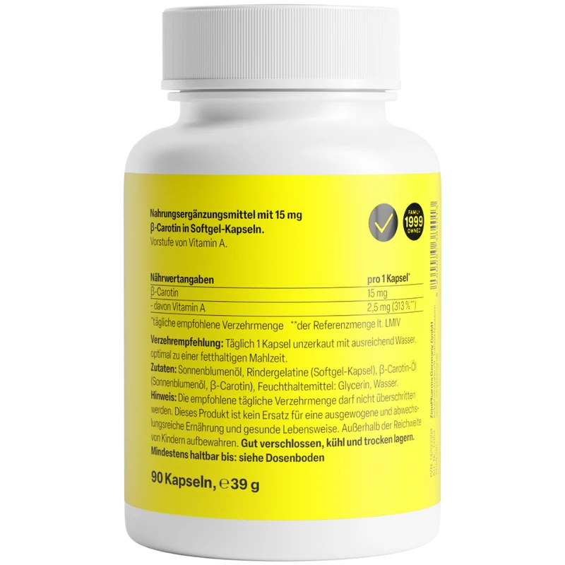 Beta Carotin Natural 15 mg (90 capsules)