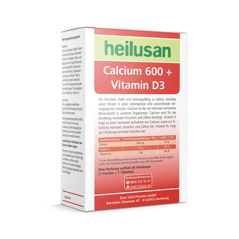 Heilusan Calcium 600 + Vitamin D3 (48 Tabletten)