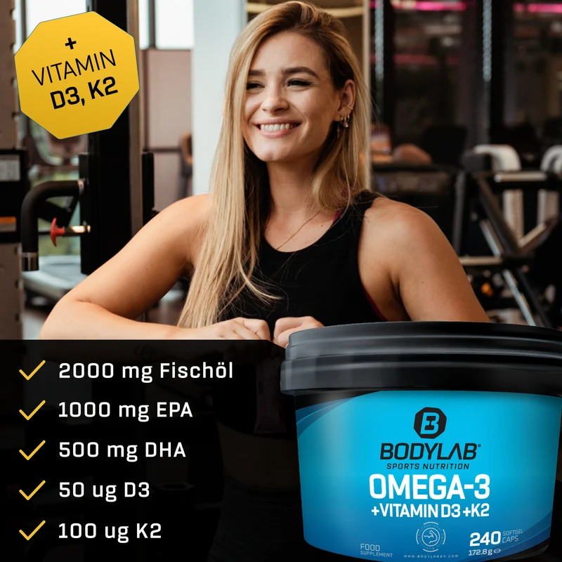 Omega-3 + D3 + K2 (omega-3 triglyceride + vitamins) (240 softgel capsules)