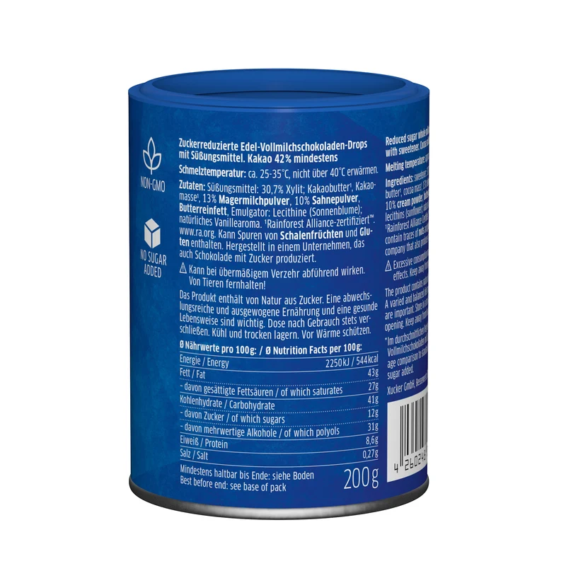 Chocolatedrops milkchocolate met finse xylit (200g)