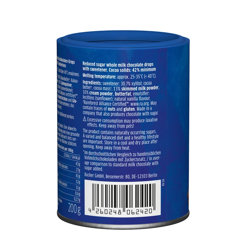 Chocolatedrops milkchocolate met finse xylit (200g)