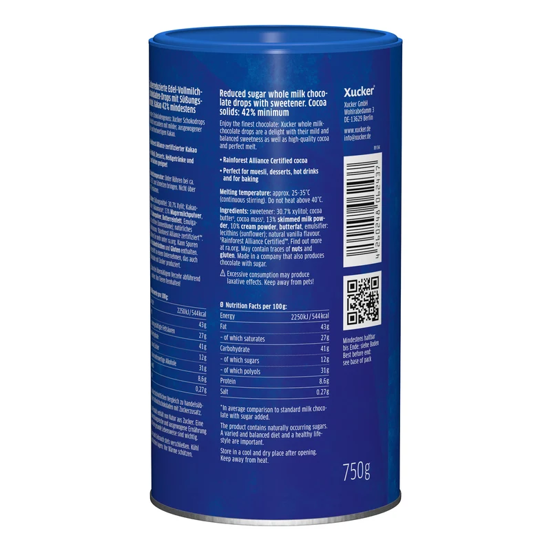 Chocolate Drops Milk Chocolate met finse xylitol (750g)
