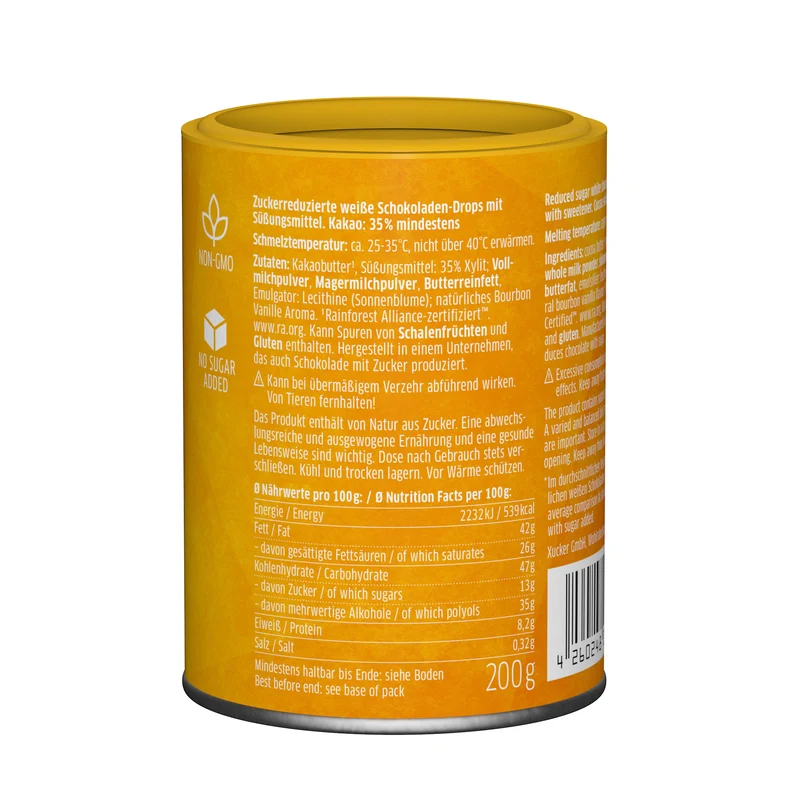 White Chocolate Drops met finse Xylitol (200g)