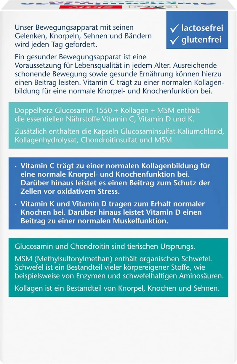 Glucosamin 1550 + Kollagen + MSM + Vitamin C (2x100 Kapseln)