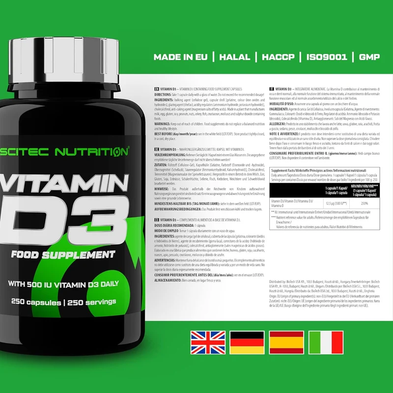 Vitamine D3 (250 capsules)