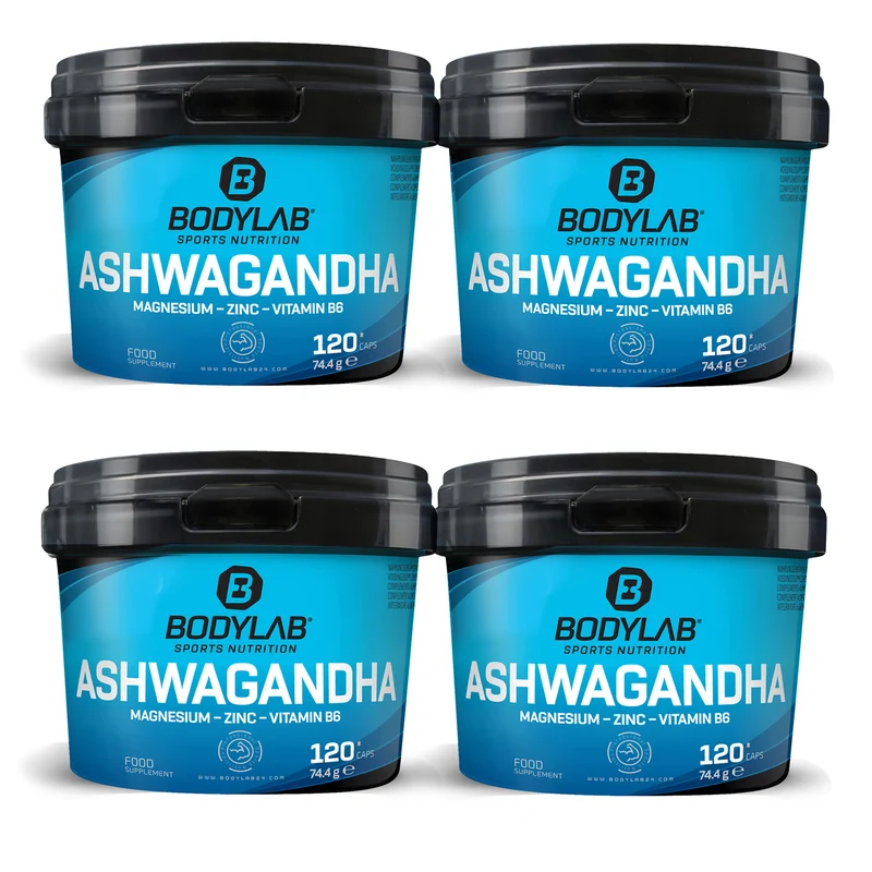 4 x Bodylab Ashwagandha + Magnesium - Zinc - Vitamin B6 (elk 120 capsules)