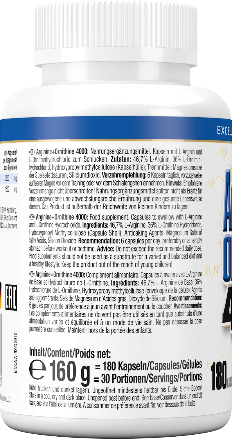 Arginine + Ornithine 4.000 (180 caps)