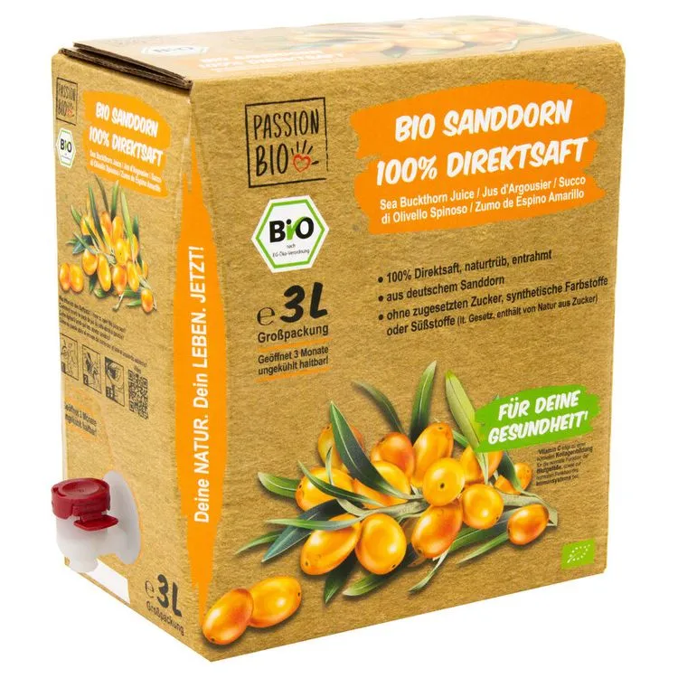 PassionBio - Sanddornsaft 100% Direktsaft bio, 3l