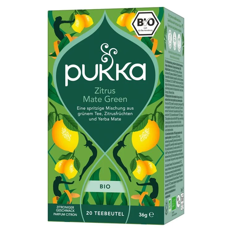 Pukka - Bio-Kräutertee Zitrus Mate Green mit Guarana, 36g
