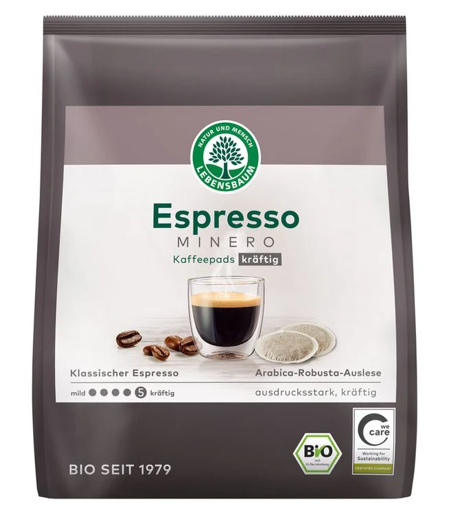 Lebensbaum - Espresso Minero Kaffeepads kräftig bio, 126g