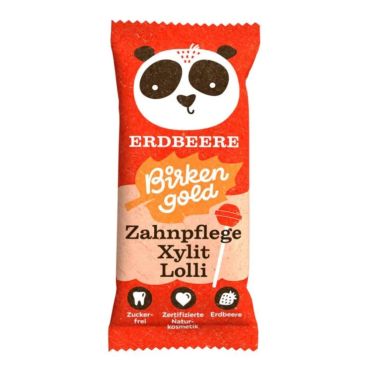 Birkengold - Zahnpflege Xylit Lolli Erdbeere, 6g