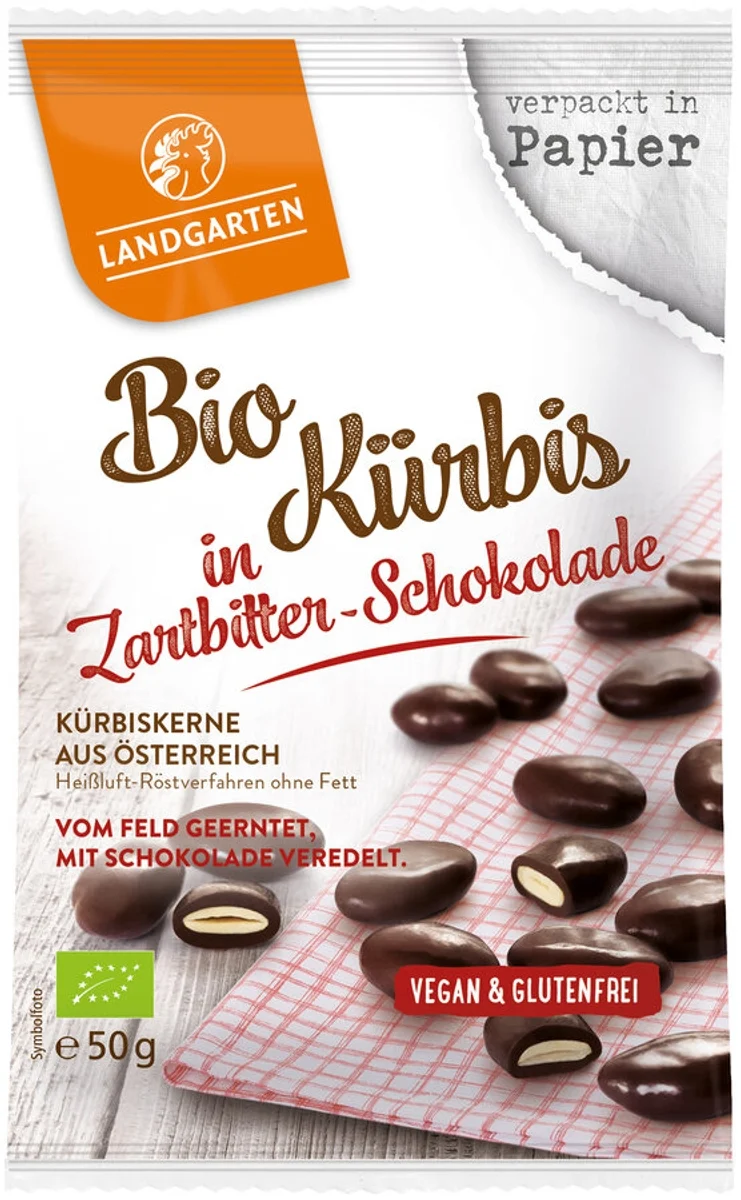 Landgarten - Bio Kürbis in Zartbitter-Schokolade, 50g