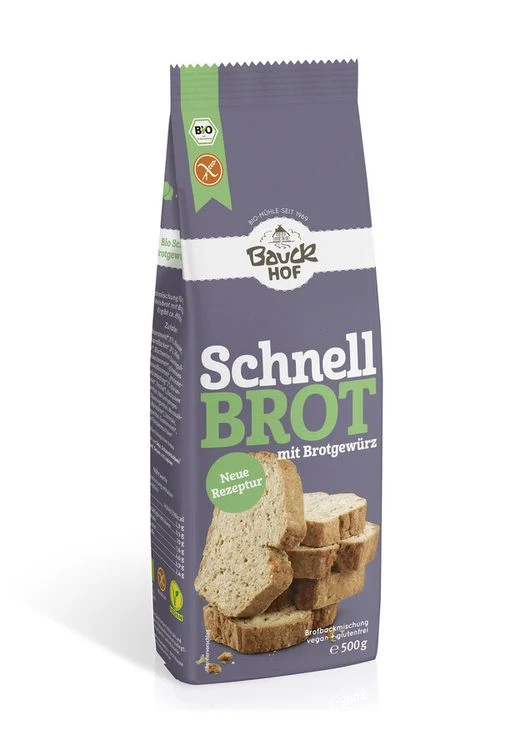 Bauck Mühle - Schnellbrot mit Brotgewürz glutenfrei Bio, 500g