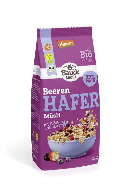 Bauck Mühle - Hafer Müsli Beeren Demeter glutenfrei, 900g