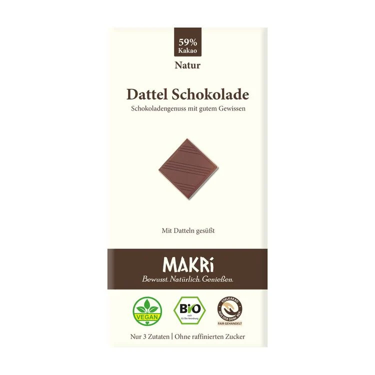 Makri - Bio Dattel Schokolade - Natur 59%, 85g