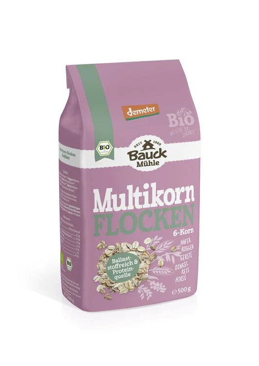 Bauck Mühle - 6-Korn Flocken ohne Weizen Demeter, 500g